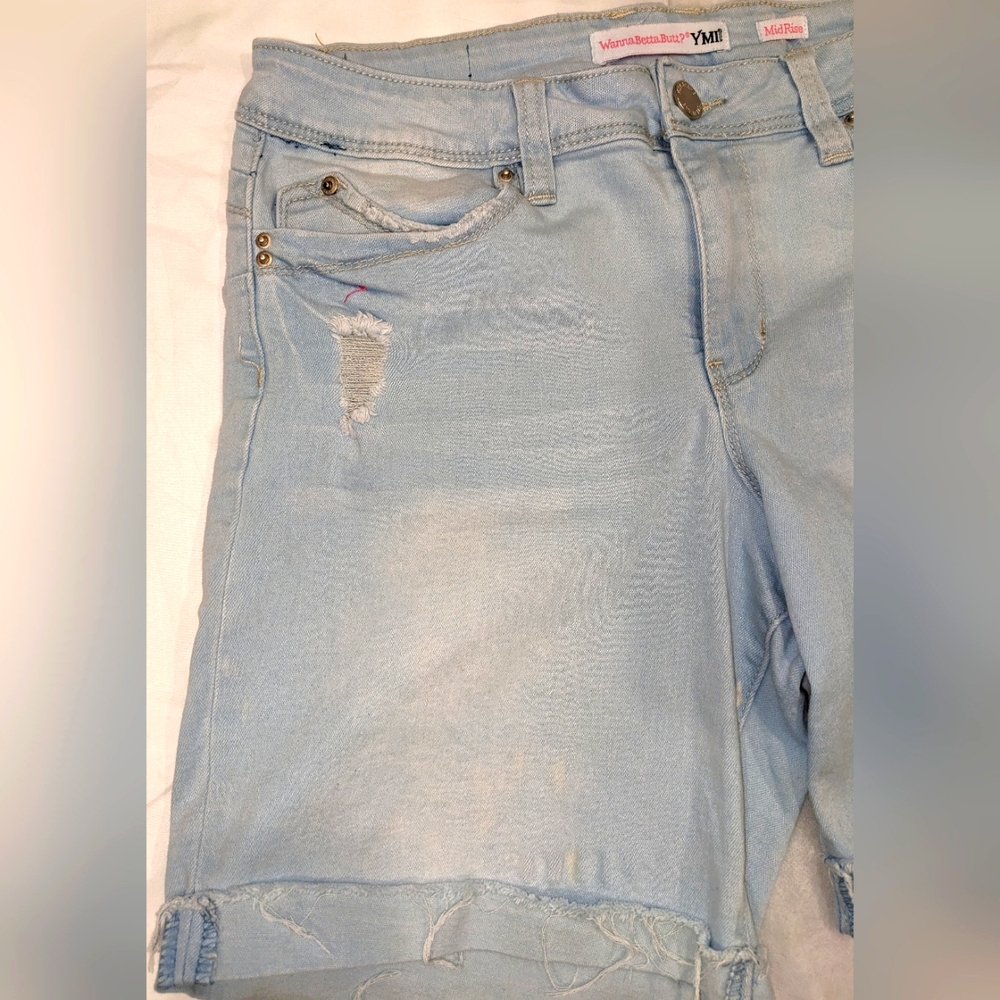 YMI Wanna Betta Butt? Juniors Distressed Denim Shorts - Picture 2 of 6